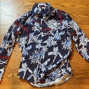 Navy Floral Button Down Shirt